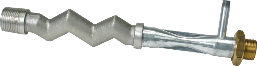 理查兹, 压铸的, 白色金属阀体，整体铸造侧臂, plated Brass nozzle; cast aluminum baffle tube. 3/4"(1"排水，1/8" NPT真空)进水口，12-1/2"(318mm)长度